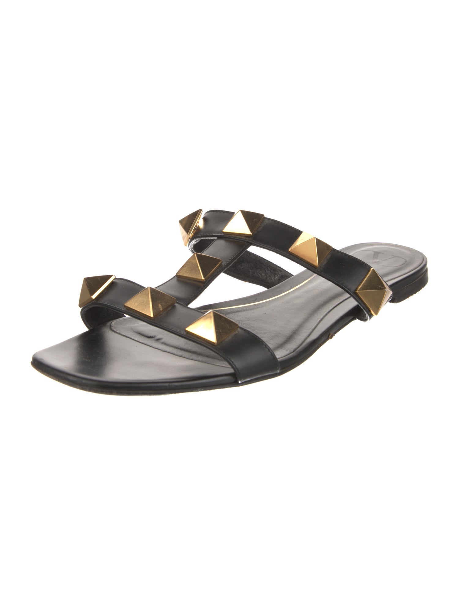 Valentino Rockstud Accents Leather Slides