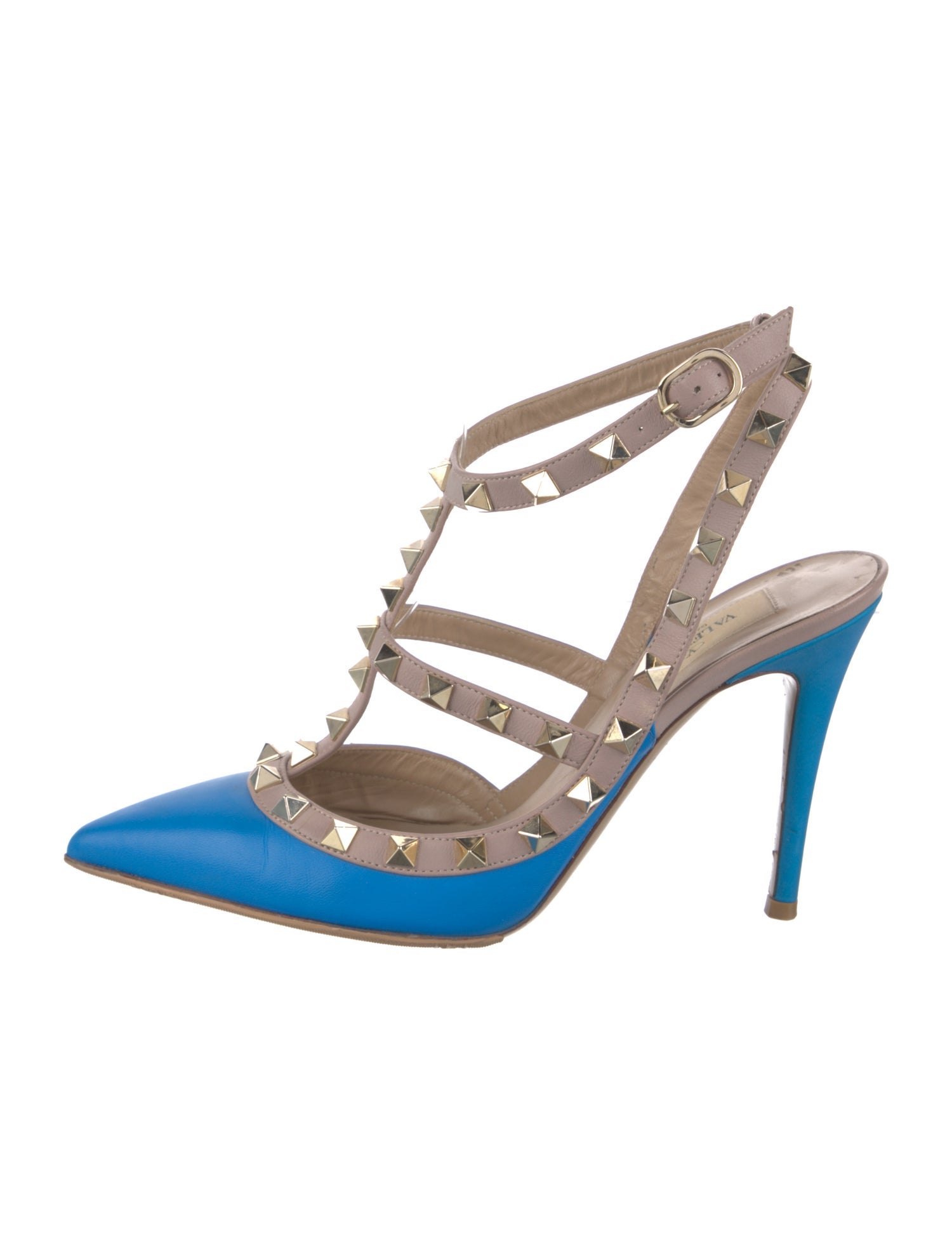 Valentino Rockstud Accents Leather T-Strap Pumps