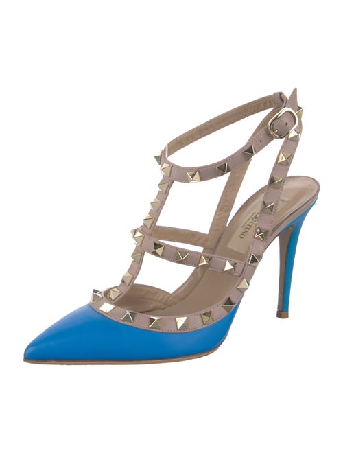 Valentino Rockstud Accents Leather T-Strap Pumps