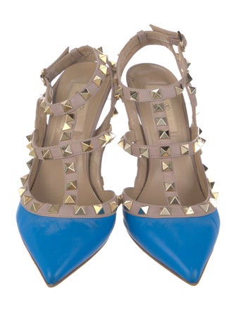 Valentino Rockstud Accents Leather T-Strap Pumps