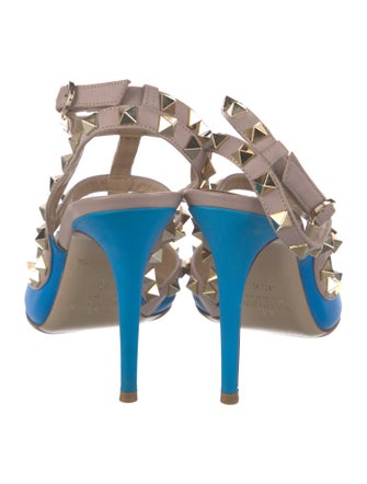 Valentino Rockstud Accents Leather T-Strap Pumps