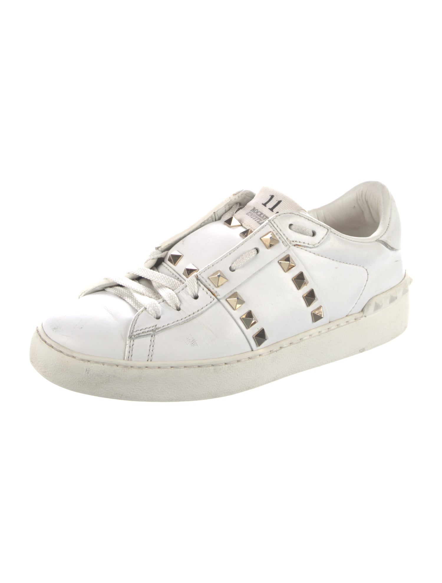 Valentino Rockstud Accents Leather Sneakers