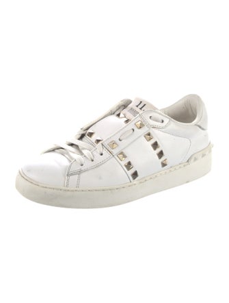 Valentino Rockstud Accents Leather Sneakers