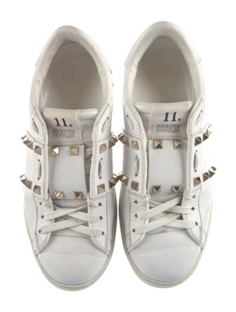 Valentino Rockstud Accents Leather Sneakers
