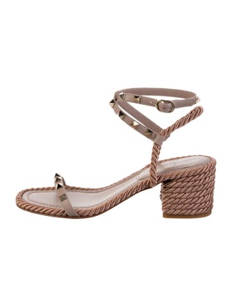 Valentino Rockstud Accents Leather Espadrilles