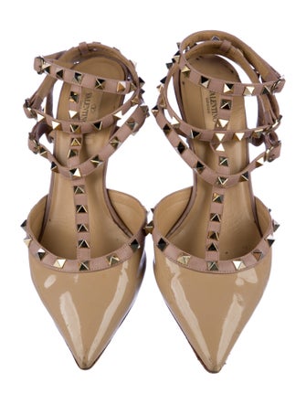 Valentino Rockstud Accents Leather T-Strap Pumps