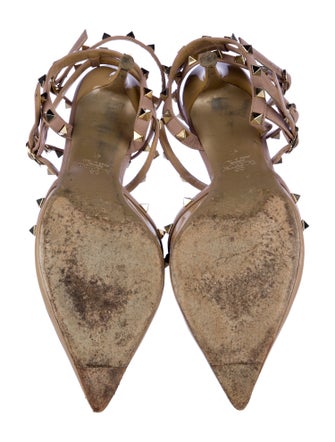 Valentino Rockstud Accents Leather T-Strap Pumps