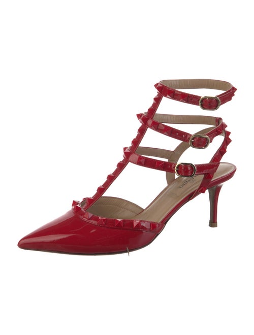 Valentino Rockstud Accents Patent Leather T-Strap Pumps
