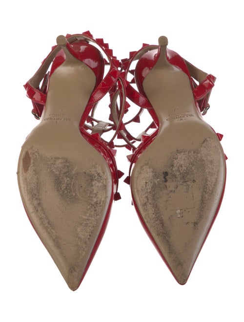 Valentino Rockstud Accents Patent Leather T-Strap Pumps