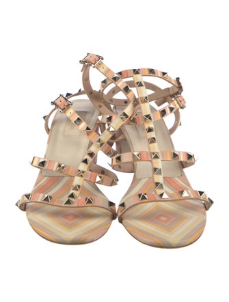 Valentino Rockstud Accents Leather Gladiator Sandals