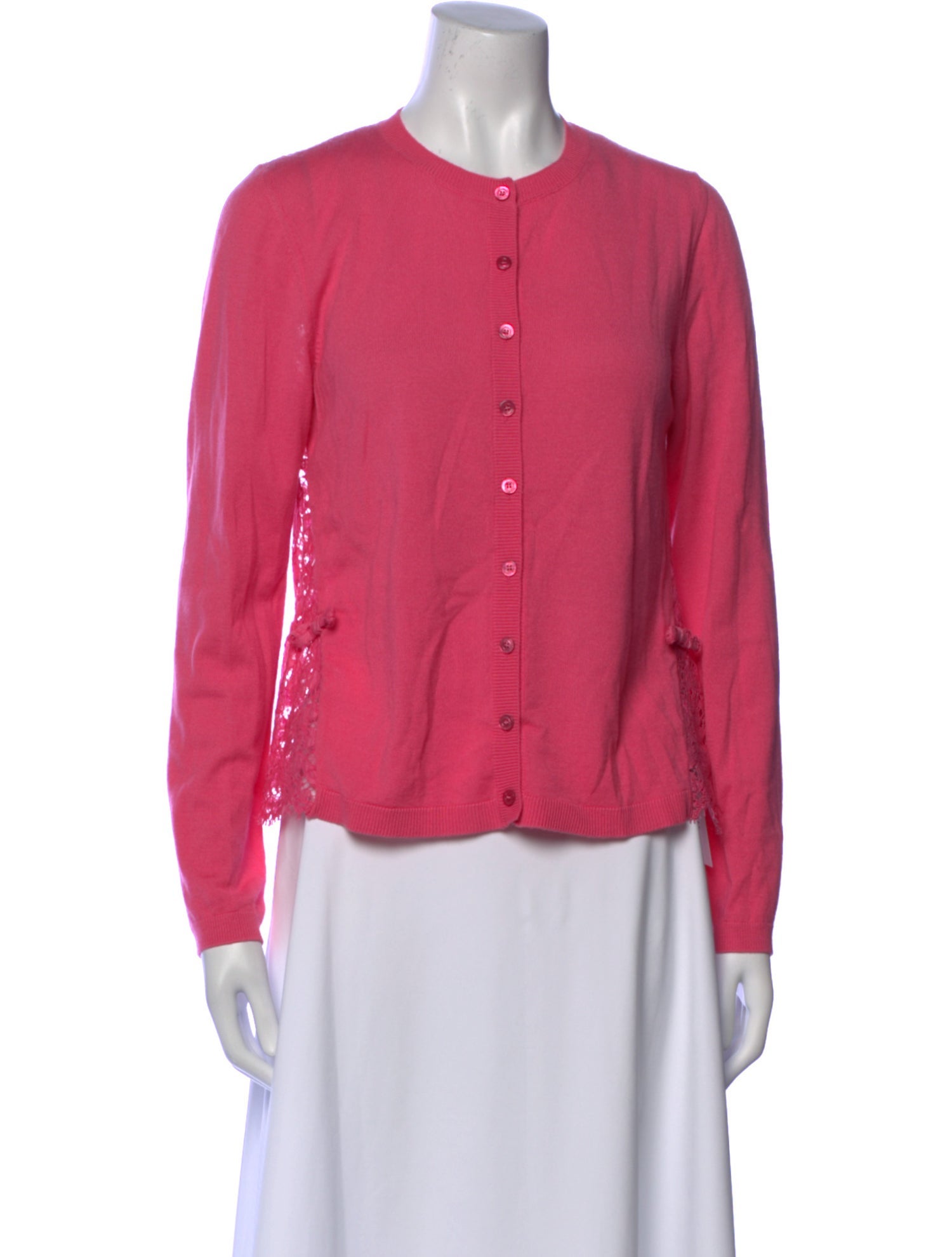 Valentino Virgin Wool Crew Neck Button-Up Top