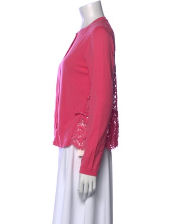 Valentino Virgin Wool Crew Neck Button-Up Top