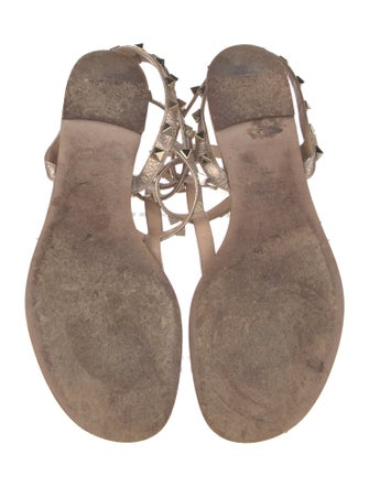 Valentino Rockstud Accents Leather T-Strap Sandals