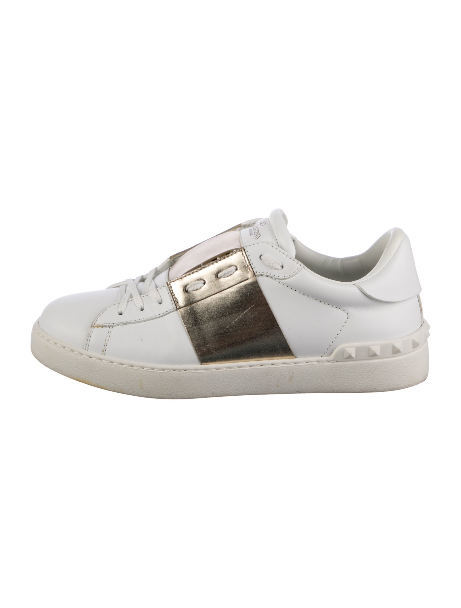 Valentino Rockstud Accents Leather Sneakers