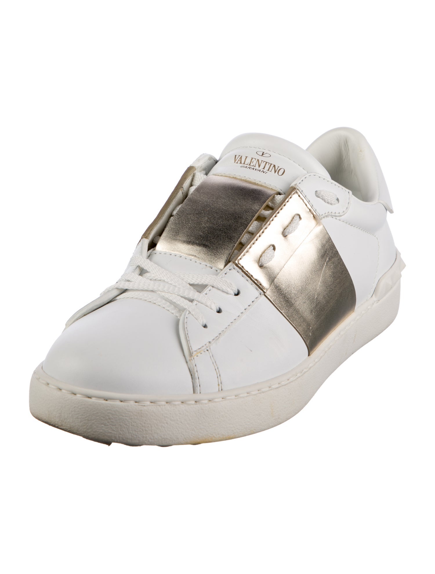 Valentino Rockstud Accents Leather Sneakers