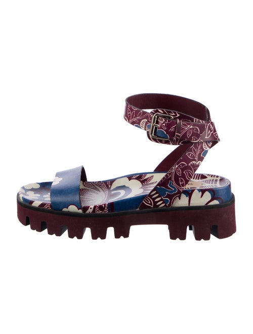 Valentino Leather Floral Print Sandals