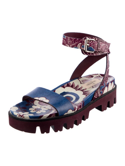Valentino Leather Floral Print Sandals