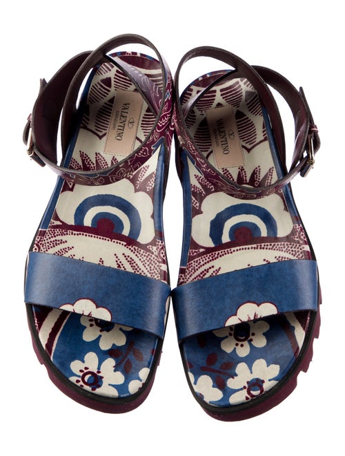 Valentino Leather Floral Print Sandals