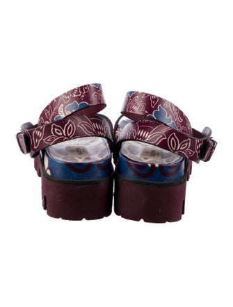 Valentino Leather Floral Print Sandals