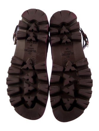 Valentino Leather Floral Print Sandals