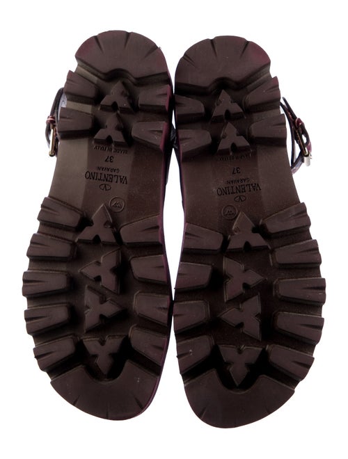 Valentino Leather Floral Print Sandals