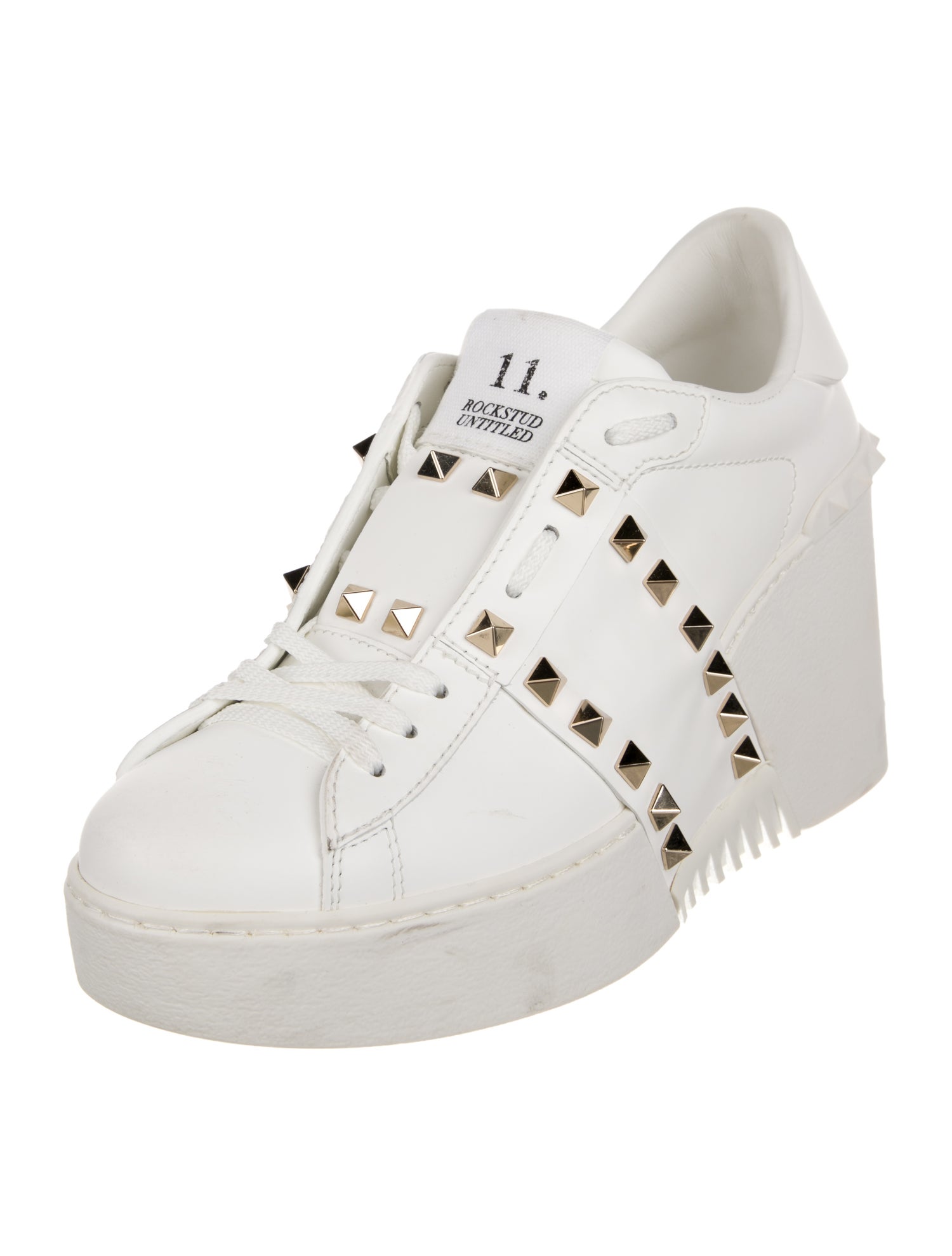 Valentino Rockstud Accents Leather Wedge Sneakers