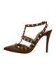 Valentino Leather Studded Accents T-Strap Pumps