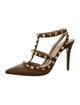 Valentino Leather Studded Accents T-Strap Pumps