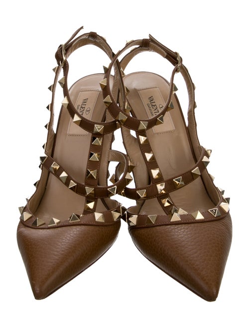 Valentino Leather Studded Accents T-Strap Pumps