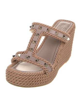 Valentino Rockstud Accents Leather Espadrilles