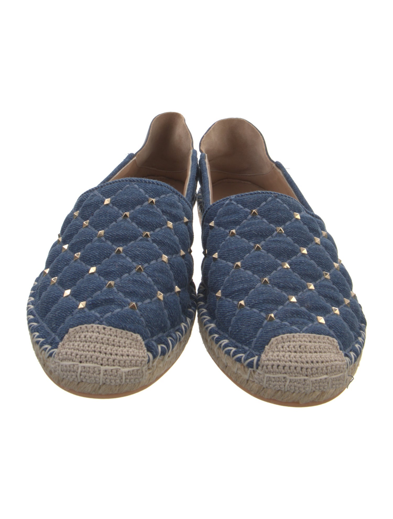 Valentino Denim Colorblock Pattern Espadrilles