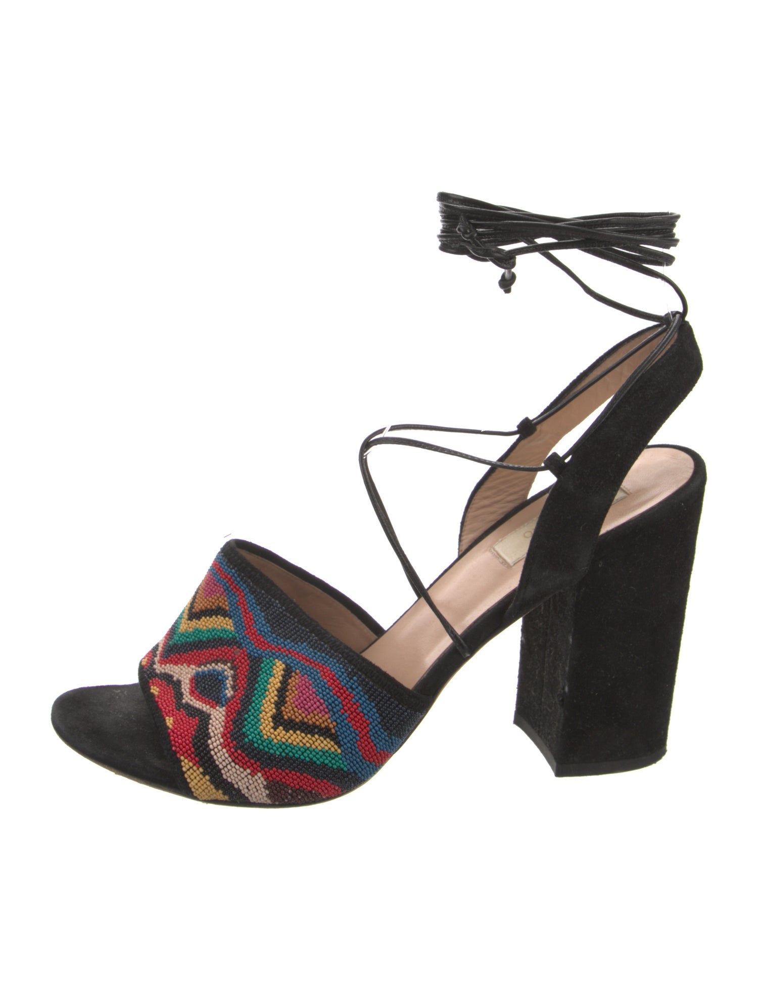 Valentino Suede Printed Sandals