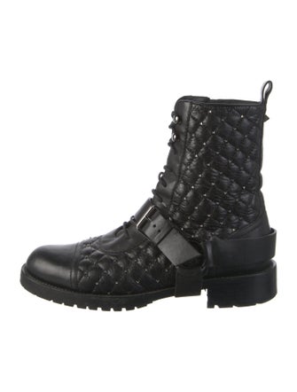 Valentino Leather Studded Accents Combat Boots