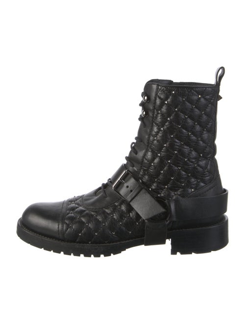 Valentino Leather Studded Accents Combat Boots