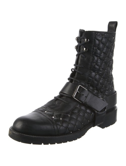 Valentino Leather Studded Accents Combat Boots