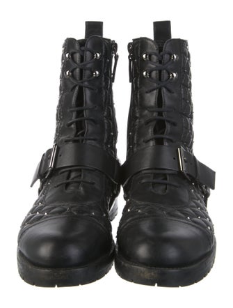 Valentino Leather Studded Accents Combat Boots