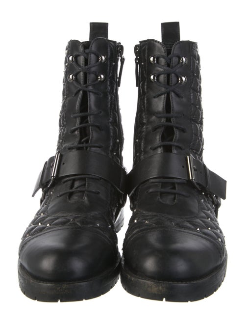 Valentino Leather Studded Accents Combat Boots