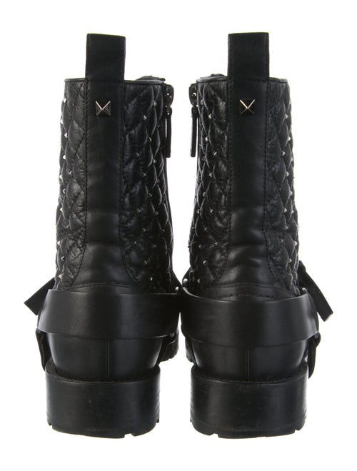 Valentino Leather Studded Accents Combat Boots