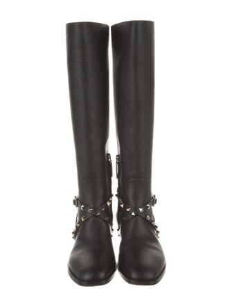 Valentino Rockstud Accents Leather Riding Boots