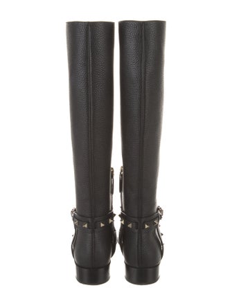 Valentino Rockstud Accents Leather Riding Boots