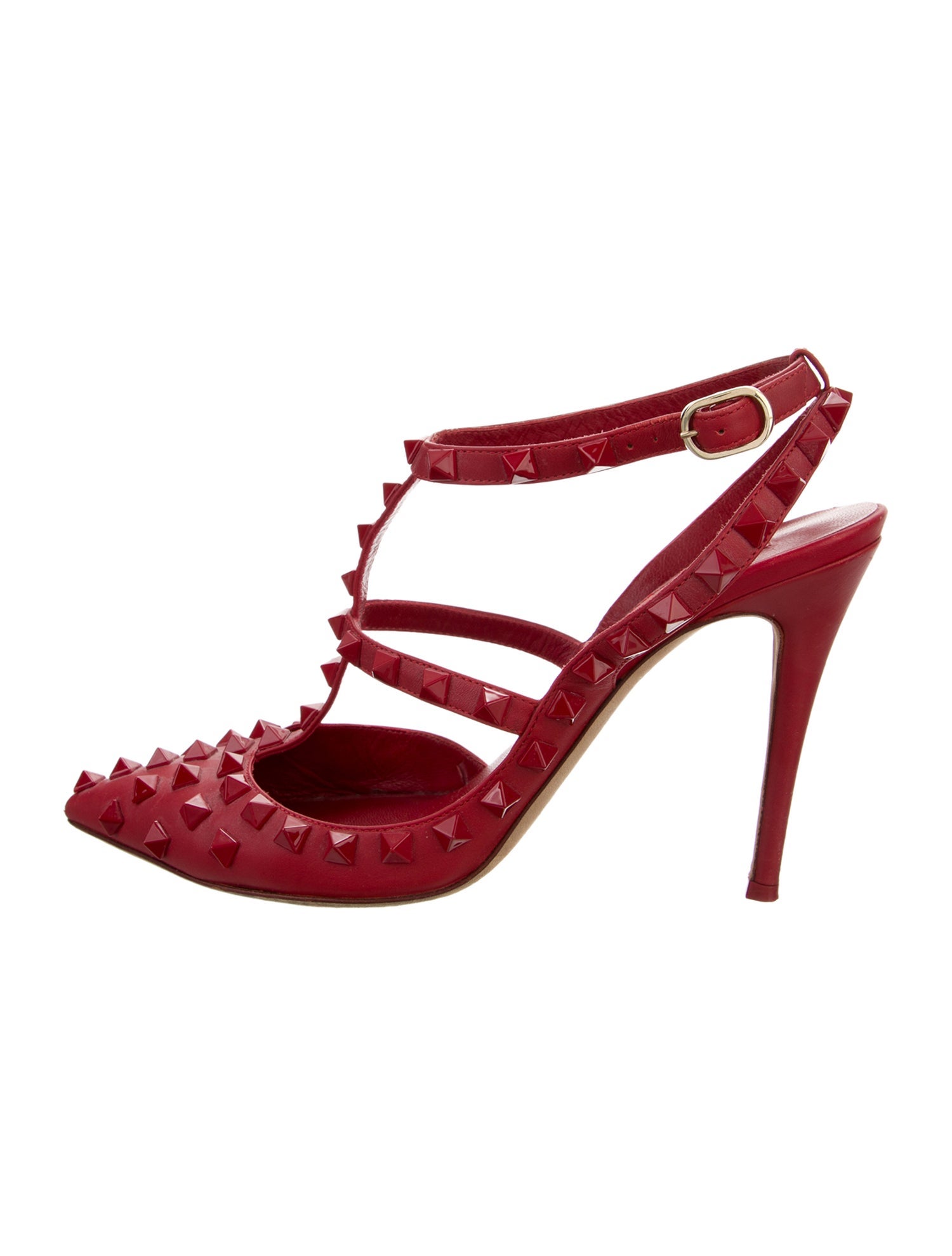 Valentino Rockstud Accents Leather T-Strap Pumps