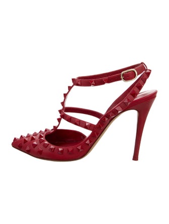 Valentino Rockstud Accents Leather T-Strap Pumps