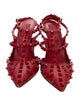 Valentino Rockstud Accents Leather T-Strap Pumps