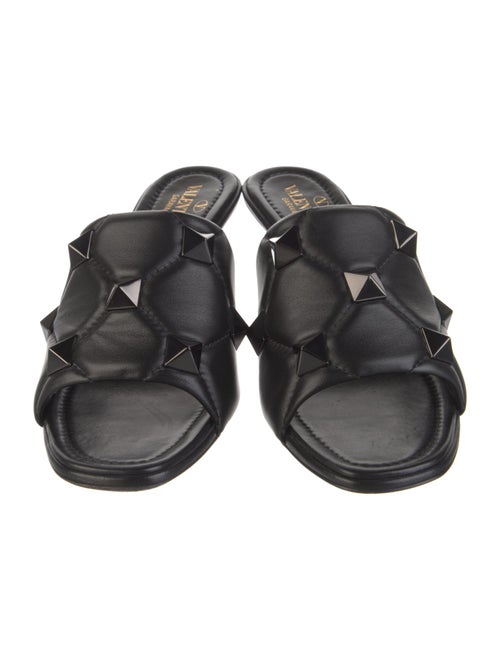 Valentino Rockstud Accents Leather Slides