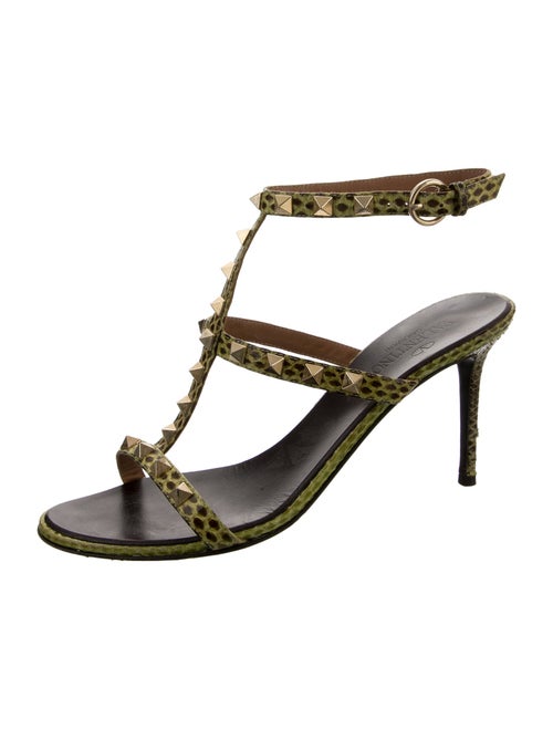 Valentino Rockstud Accents Leather T-Strap Sandals