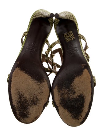 Valentino Rockstud Accents Leather T-Strap Sandals