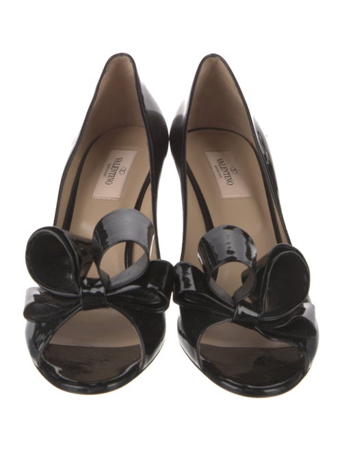 Valentino Patent Leather Bow Accents Slingback Sandals