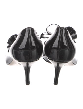 Valentino Patent Leather Bow Accents Slingback Sandals