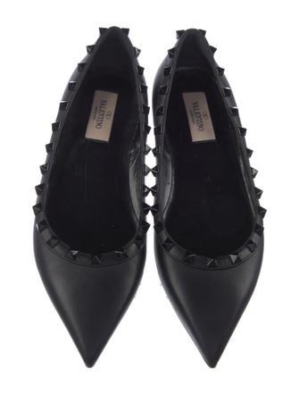 Valentino Rockstud Accents Leather Ballet Flats