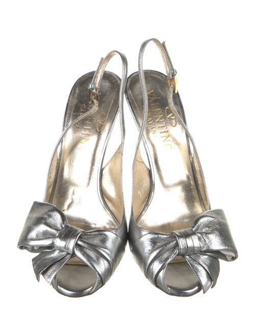 Valentino Leather Bow Accents Slingback Sandals